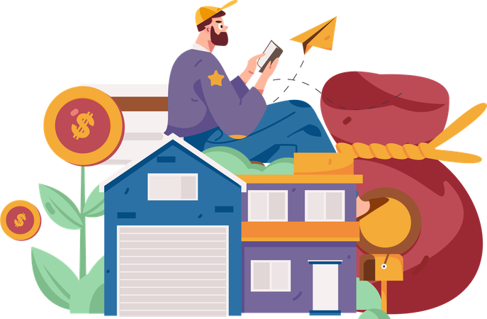 Man checking property rate  Illustration