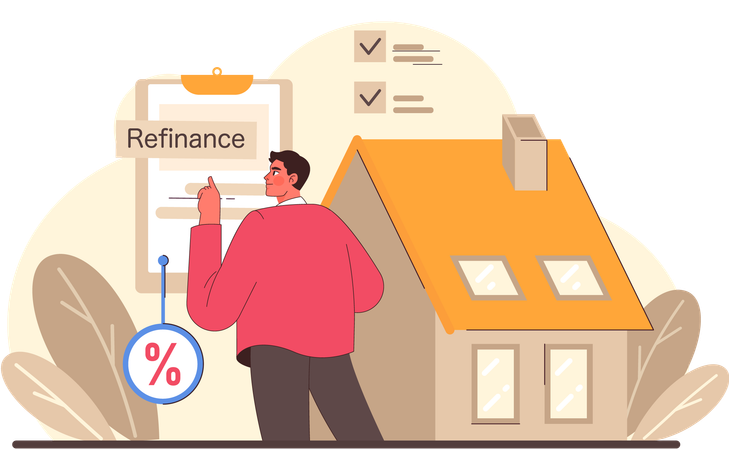 Man checking refinance  Illustration