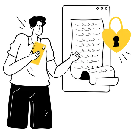 Man checking safety policy  Illustration