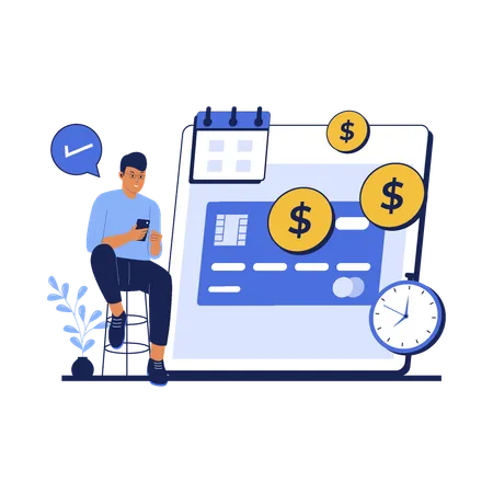 Man checking Scheduled payment  Illustration