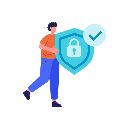 Man checking Secure data  Illustration