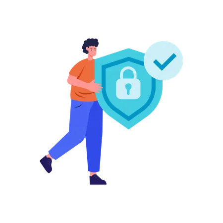 Man checking Secure data  Illustration