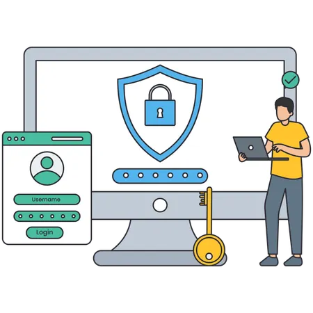 Man checking Secure Profile  Illustration