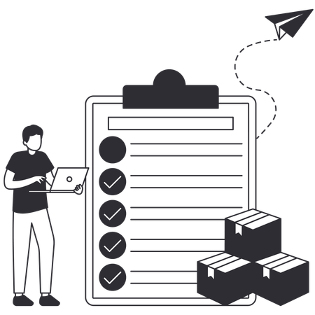 Man checking Shipping Information  Illustration