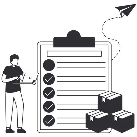 Man checking Shipping Information  Illustration