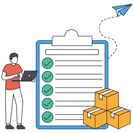 Man checking Shipping Information  Illustration