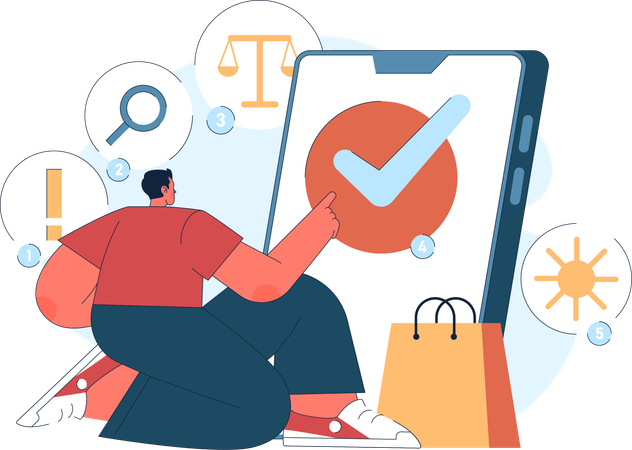 Man checking shopping app  Illustration