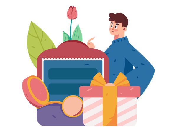 Man checking shopping mail  Illustration