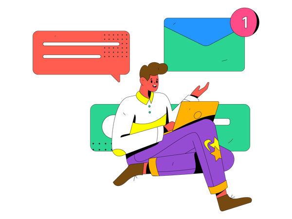 Man checking social media mail and comment  Illustration