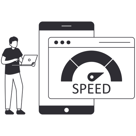 Man checking Speed Test  Illustration