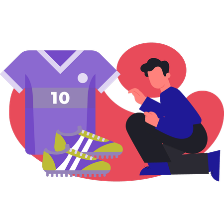 Man checking sport t-shirt of football  Illustration