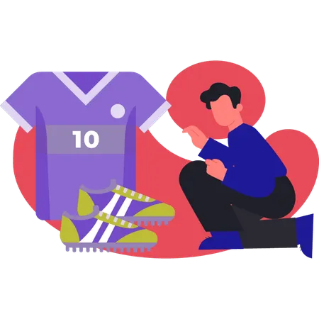 Man checking sport t-shirt of football  Illustration