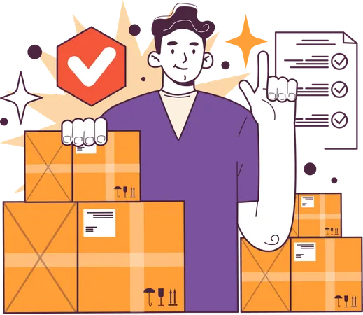 Man checking stock list  Illustration