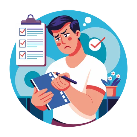 Man checking task list  Illustration