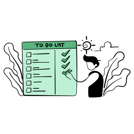 Man checking to do list  Illustration