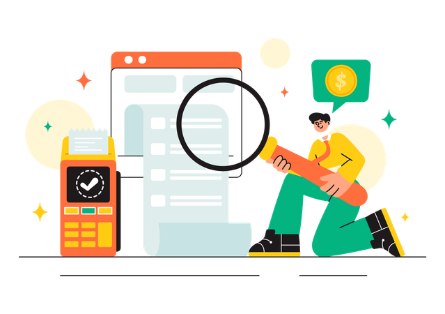 Man Checking transaction history  Illustration