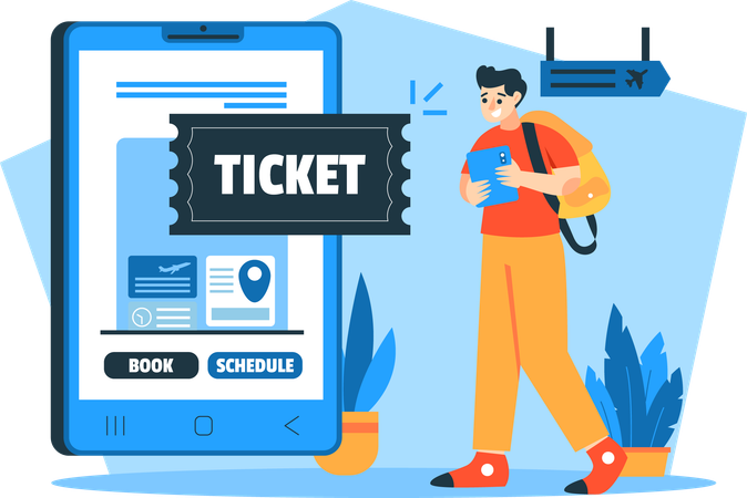 Man checking travel tickets  Illustration