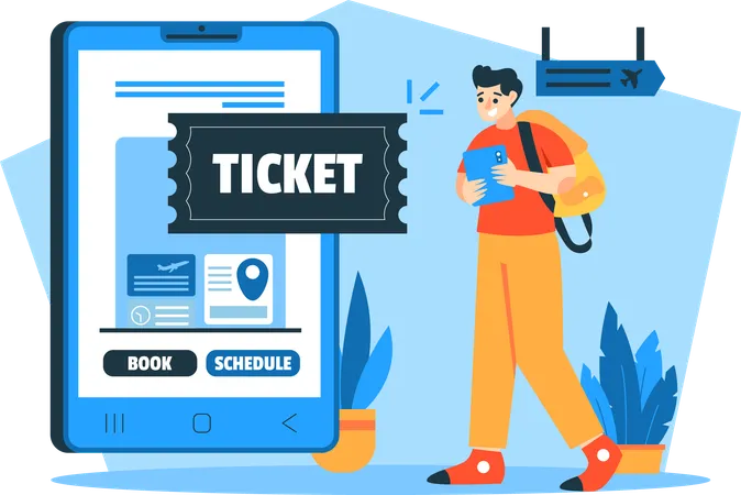 Man checking travel tickets  Illustration