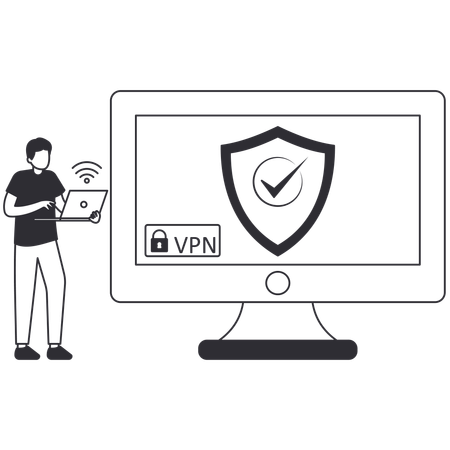 Man checking VPN Access  Illustration