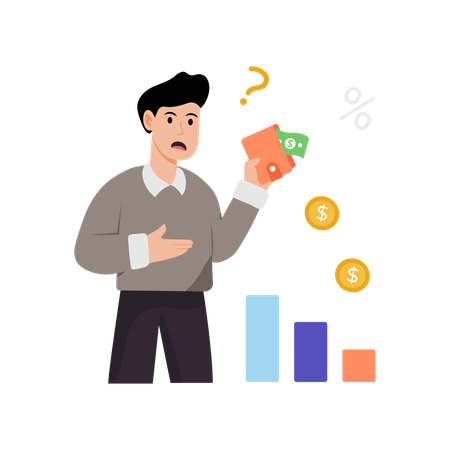 Man checking wallet for money  Illustration