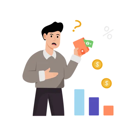 Man checking wallet for money  Illustration