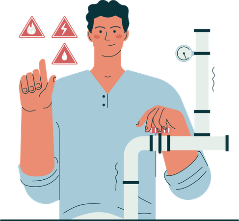 Man checking water supply  Illustration