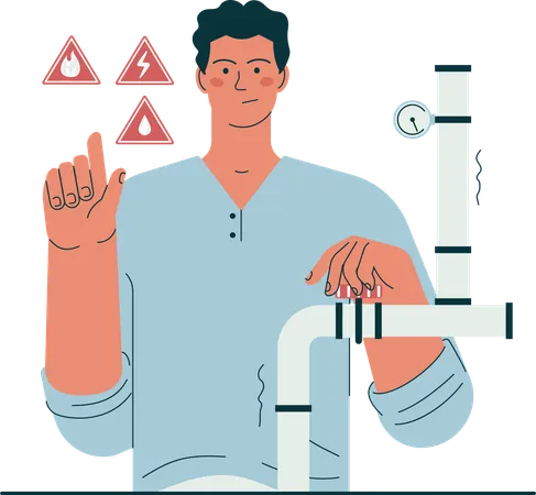 Man checking water supply  Illustration