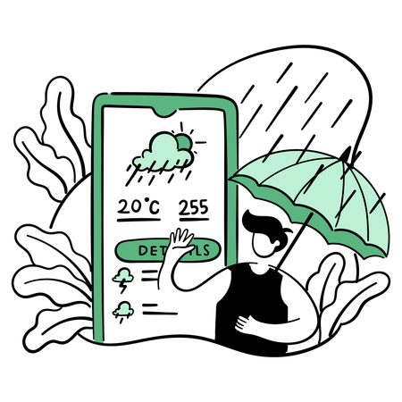 MAn checking weather app  Illustration