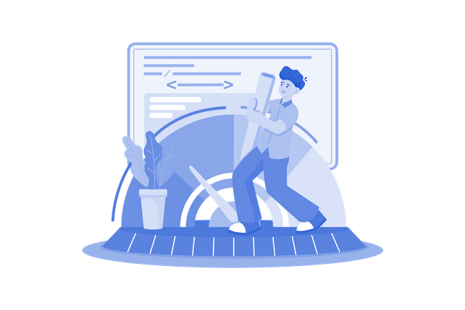 Man checking Web Performance  Illustration