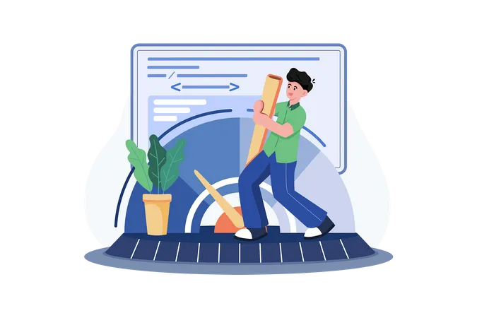 Man checking Web Performance  Illustration