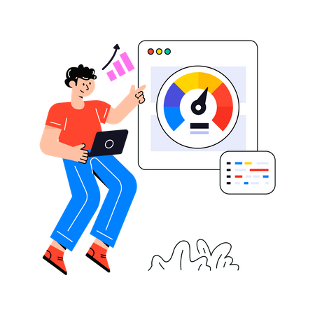 Man checking Web Performance  Illustration