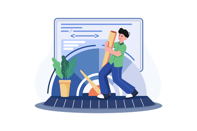 Man checking Web Performance  Illustration