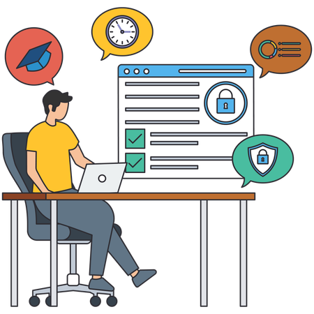 Man checking website Features  Illustration