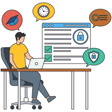 Man checking website Features  Illustration