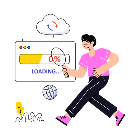 Man checking Website Loading  Illustration