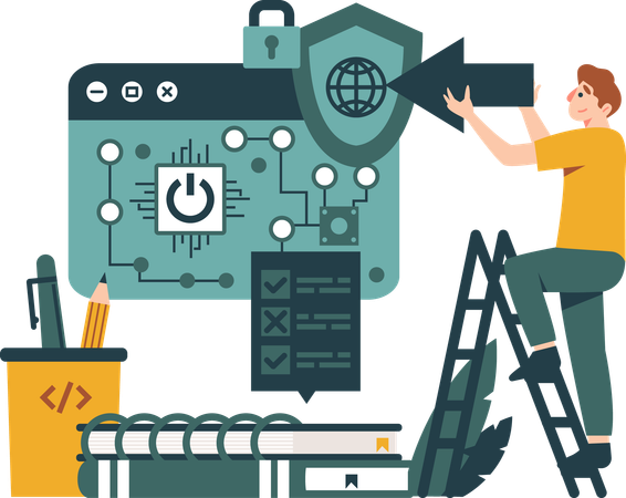 Man checking website security  Illustration