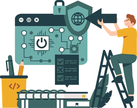 Man checking website security  Illustration