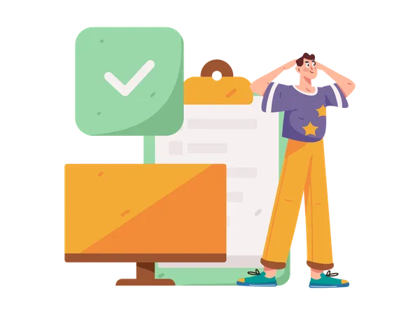 Man checking work task  Illustration