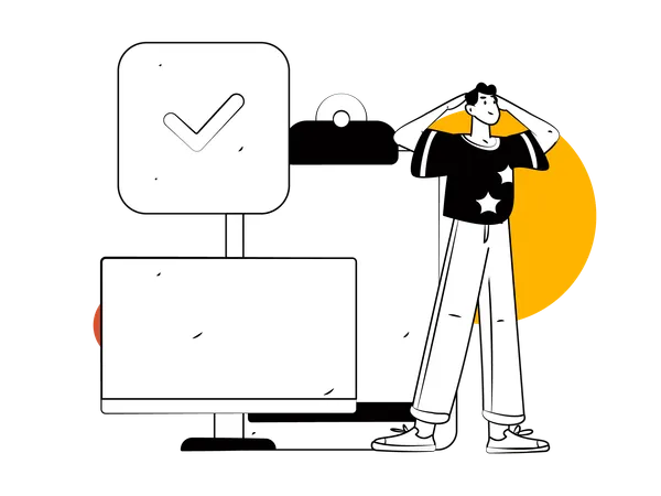 Man checking work task  Illustration