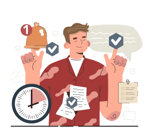 Man checking work task  Illustration