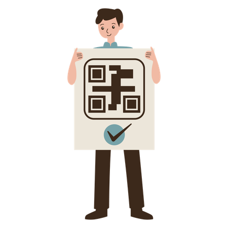 Man checks Barcode Identification  Illustration