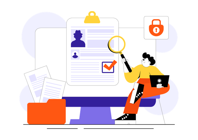 Man Checks Criminal Record  Illustration