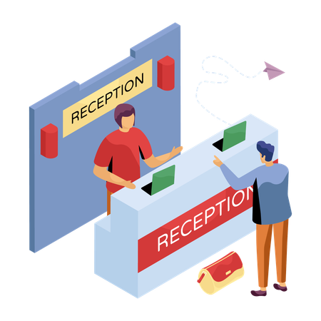 Man checks in hotel for night stay  Illustration