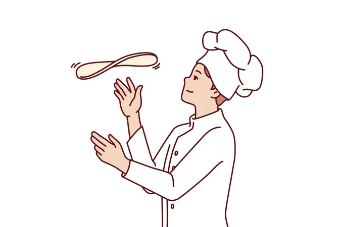 Man chef prepares pizza  Illustration