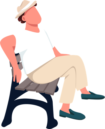 Man chilling on park bench  Illustration