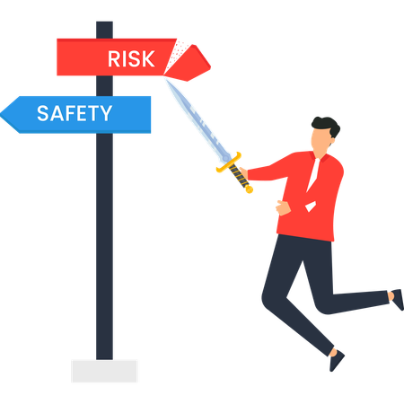 Man Chooses Safety Over Risk Decision Making Choice Strategy  Illustration