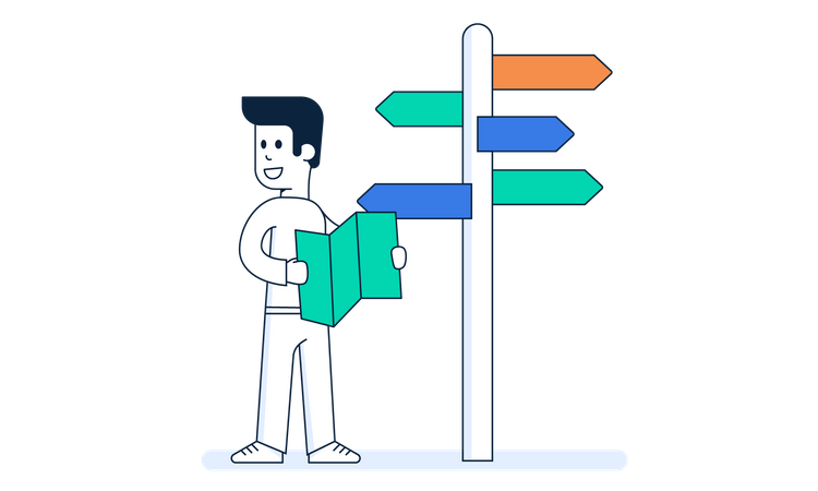 Man choosing between career decision  Illustration