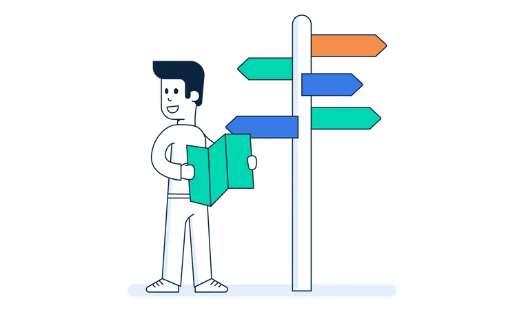 Man choosing between career decision  Illustration