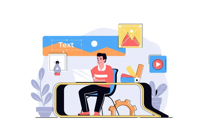 Man choosing colors for website layout  Illustration