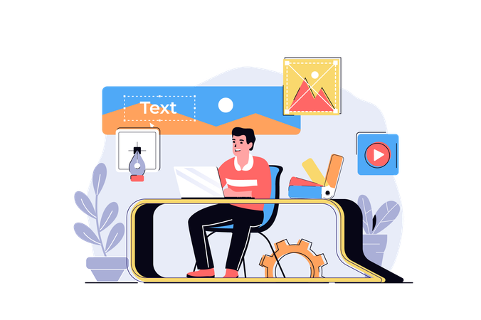 Man choosing colors for website layout  Illustration